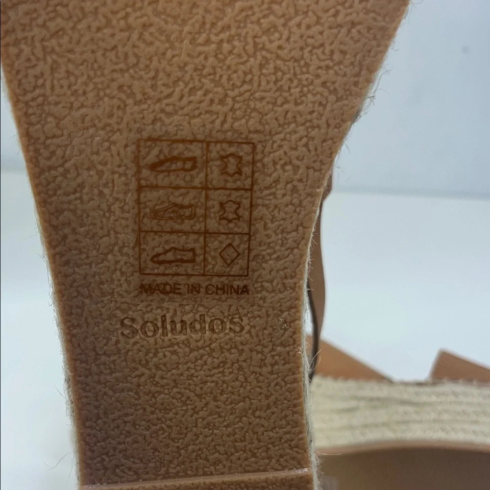 New Soludos Carmel Wedge Espadrilles in Camel Leather Size 11